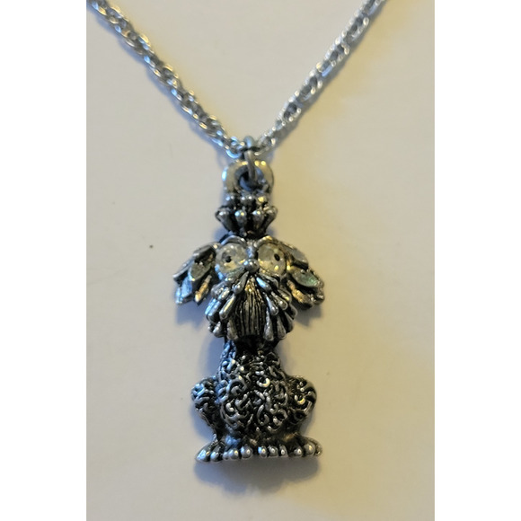 Dag Brand Schnauzer Charm Rhinestone Eyes Pendant w/Chain Jewelry Necklace - Picture 1 of 8